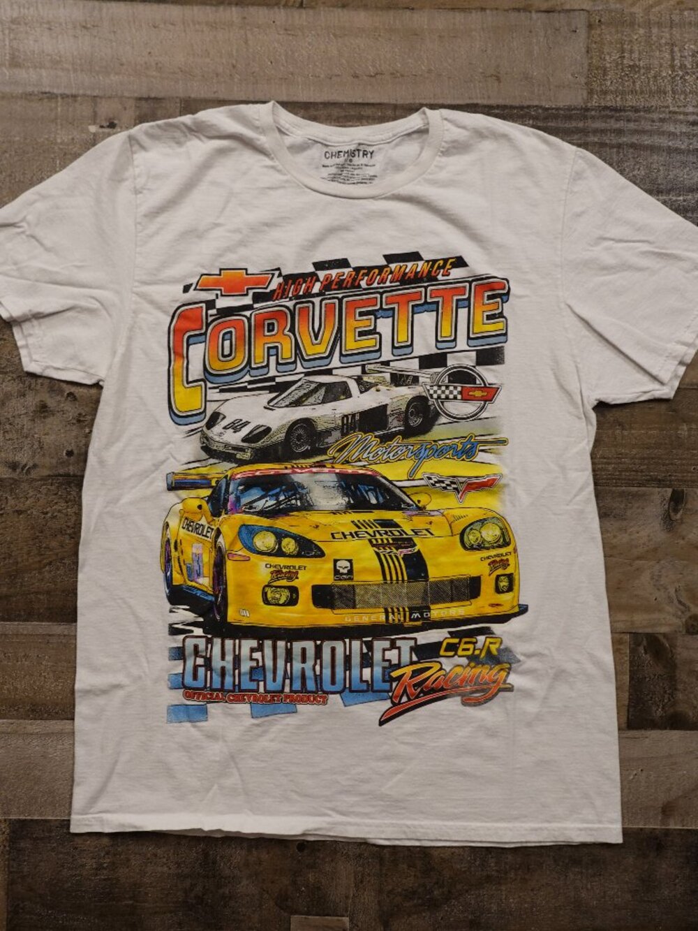 Corvette C6.R Racing Graphic T Shirt Men’s Large White Chevrolet Motorsports